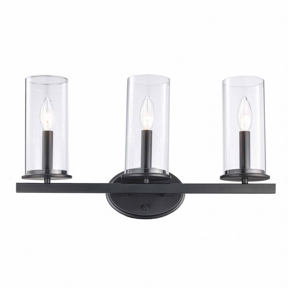 3LT VANITY-CANDEL-CLEAR GLASS-