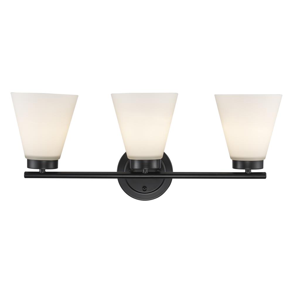 3LT VANITY-FLARED GLASS-BK