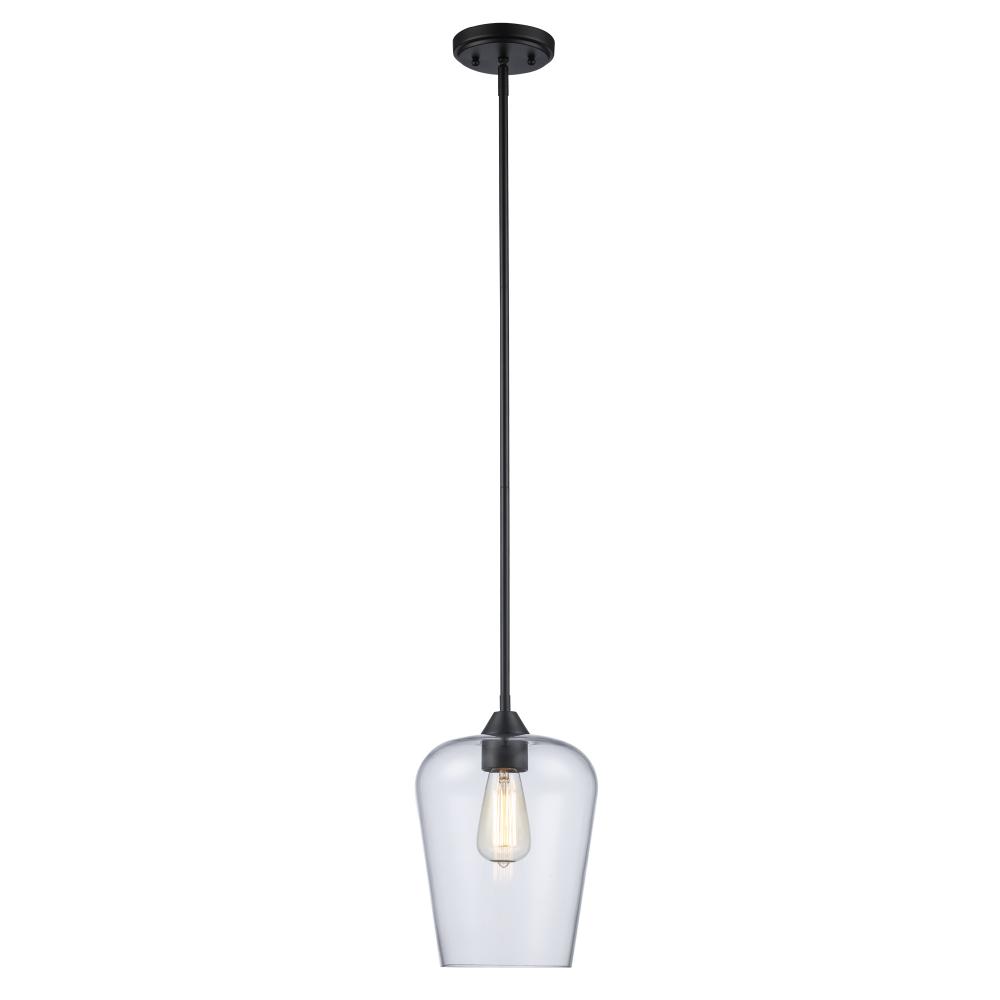 1LT PENDANT-CLEAR TULIP-BK