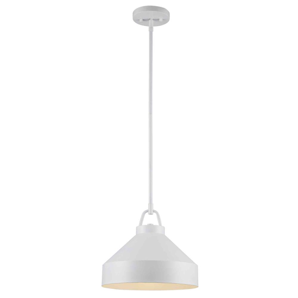 1LT PENDANT-12" BUCKET-WH