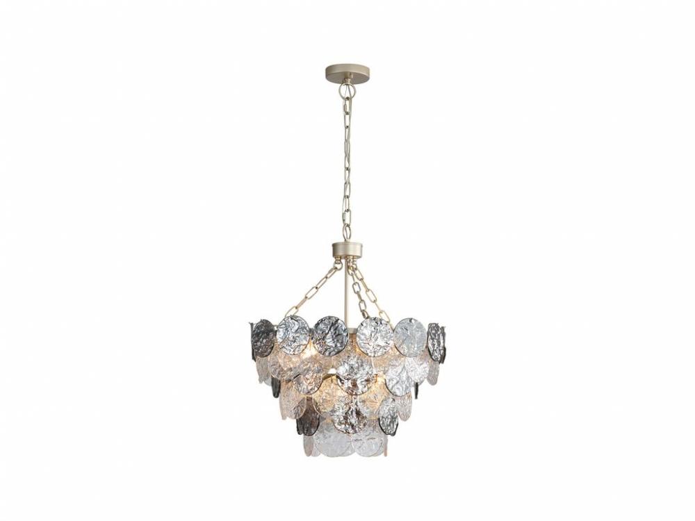 Cascada 3 Tier - 8 Light Pendant in Aegean Silver with Smoke Plated Glass Shade