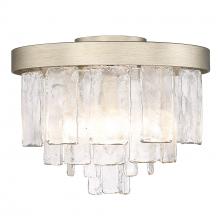 Golden 1768-FM WG-HWG - Ciara 3-Light Flush Mount in White Gold with Hammered Water Glass