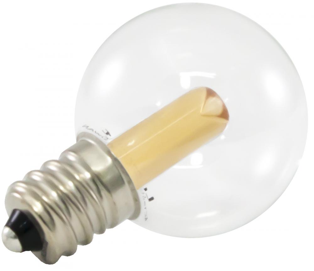 Premium Grade LED Lamp Small Globe, Candelabra base, Deluxe Warm White (1900K) with Clear Glass, wet