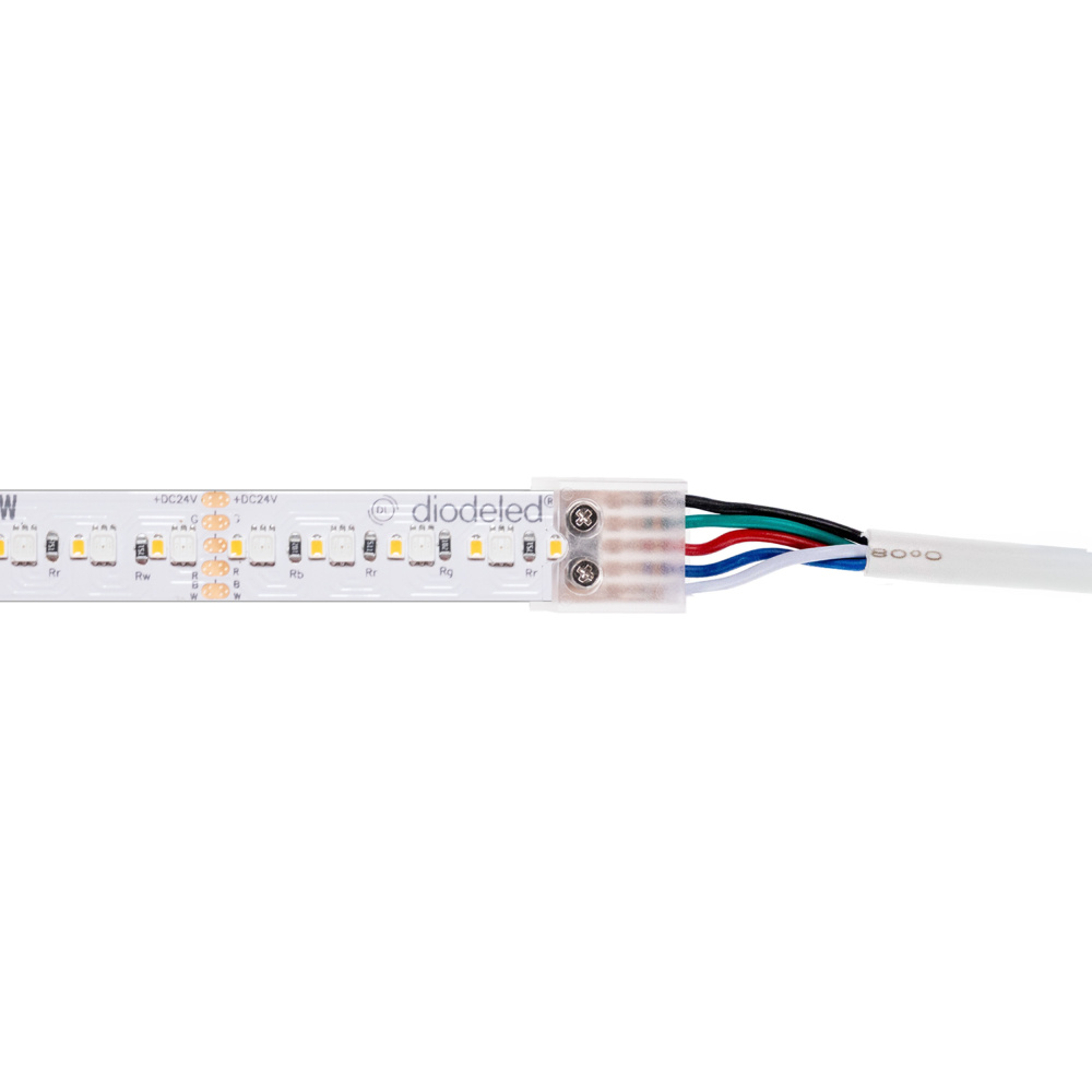 VALENT RGBW Tape Lt Terminal Block Splice Connector, 12mm, Tape-to-Wire, 96 in.Splice Wire-Pack of 1